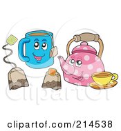 Royalty Free RF Clipart Illustration Of A Digital Collage Of Tea Characters