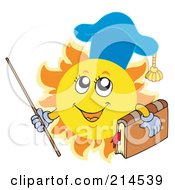 Poster, Art Print Of Summer Sun Professor Holding A Book And Pointer Stick