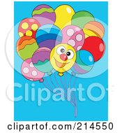 Poster, Art Print Of Bundle Of Balloons One With A Happy Face