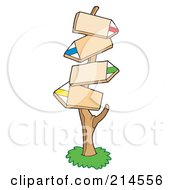 Royalty Free RF Clipart Illustration Of Blank Arrow Signs On A Post