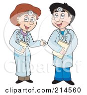 Poster, Art Print Of Male And Female Doctors Talking