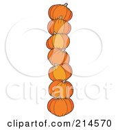 Royalty Free RF Clipart Illustration Of A Vertical Pile Of Pumpkins