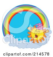 Poster, Art Print Of Summer Sun Yawning In A Rainbow Circle