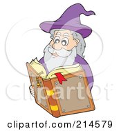 Poster, Art Print Of Male Wizard Reading A Magic Book