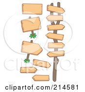 Royalty Free RF Clipart Illustration Of A Digital Collage Of Blank Wooden Signs And Posts