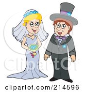 Royalty Free RF Clipart Illustration Of A Cute Wedding Couple Standing Together by visekart