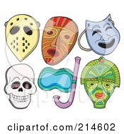 Royalty Free RF Clipart Illustration Of A Digital Collage Of Various Masks 1