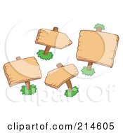 Royalty Free RF Clipart Illustration Of A Digital Collage Of Blank Wood Signs