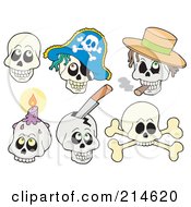 Royalty Free RF Clipart Illustration Of A Digital Collage Of Skull Faces by visekart