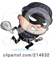 Royalty Free RF Clipart Illustration Of A Running Burglar Looking Back And Carrying A Sack Of Cash by Cory Thoman #COLLC214632-0121