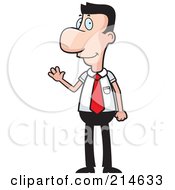 Royalty Free RF Clipart Illustration Of A Waving Caucasian Businessman With A Red Tie by Cory Thoman