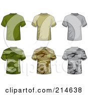 Poster, Art Print Of Digital Collage Of Six Solid And Camouflage T Shirts