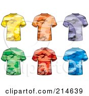 Poster, Art Print Of Digital Collage Of Six Colorful Camouflage T Shirts