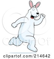 Royalty Free RF Clipart Illustration Of A Big White Rabbit Running by Cory Thoman