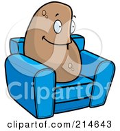 Royalty Free RF Clipart Illustration Of A Lazy Couch Potato On A Blue Chair