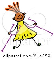 Royalty Free RF Clipart Illustration Of A Childs Sketch Of A Girl With Crutches