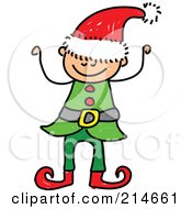 Poster, Art Print Of Childs Sketch Of A Christmas Elf Boy