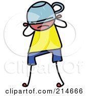 Royalty Free RF Clipart Illustration Of A Childs Sketch Of A Kid With A Hat Over His Face
