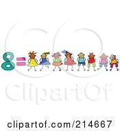 Poster, Art Print Of Childs Sketch Of The Number 8 Equals Eight Children