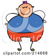 Royalty Free RF Clipart Illustration Of A Childs Sketch Of An Overweight Boy