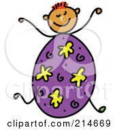 Poster, Art Print Of Childs Sketch Of A Boy With An Easter Egg Body