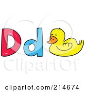 Poster, Art Print Of Childs Sketch Of Lowercase And Capital Ds With A Duck