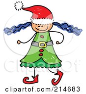 Poster, Art Print Of Childs Sketch Of A Christmas Elf Girl