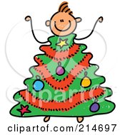 Poster, Art Print Of Childs Sketch Of A Boy With A Christmas Tree Body