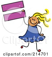 Royalty Free RF Clipart Illustration Of A Childs Sketch Of A Girl Holding An Equal Sign