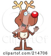 Poster, Art Print Of Waving Rudolph Standing On His Hind Legs