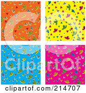 Poster, Art Print Of Digital Collage Of Four Colorful Confetti Pattern Backgrounds