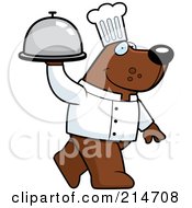 Poster, Art Print Of Chef Bear Walking And Carrying A Platter