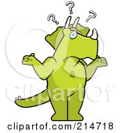 Royalty Free RF Clipart Illustration Of A Shrugging And Confused Triceratops Dinosaurs