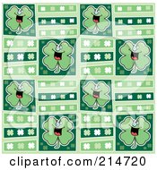 Royalty Free RF Clipart Illustration Of A Background Pattern Of Clovers And Happy Shamrocks