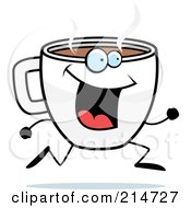 Happy Running Coffee Cup Character