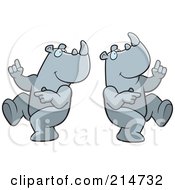Royalty Free RF Clipart Illustration Of A Digital Collage Of A Dancing Rhino In Different Poses