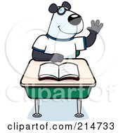 Poster, Art Print Of Smart Panda Student Raising His Hand In Class