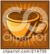 Coffee Cup On An Orange And Brown Burst