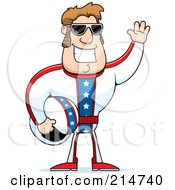 Royalty Free RF Clipart Illustration Of A Strong Dare Devil Man Waving And Holding His Helmet