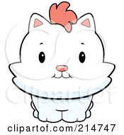 Royalty Free RF Clipart Illustration Of A Chubby White Kitten Facing Front