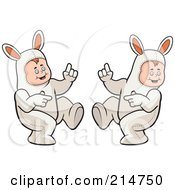 Royalty Free RF Clipart Illustration Of A Digital Collage Of A Boy In A Rabbit Costume In Different Poses by Cory Thoman