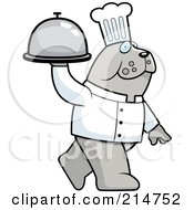 Poster, Art Print Of Chef Bulldog Walking And Carrying A Platter