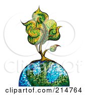Poster, Art Print Of Colorful Painted Tree On A Globe