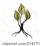 Royalty Free RF Clipart Illustration Of A Young Seedling Tree With Three Yellow And Green Leaves by MilsiArt #COLLC214771-0110