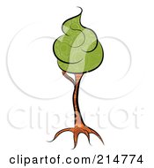 Royalty Free RF Clipart Illustration Of A Slender Tree Trunk With Green Foam Foliage
