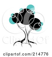 Royalty Free RF Clipart Illustration Of A Tree With Black And Blue Circles