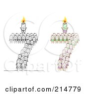 Royalty Free RF Clipart Illustration Of A Digital Collage Of Crowds Of Stick Men Forming 7 With Candles by NL shop