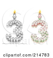 Royalty Free RF Clipart Illustration Of A Digital Collage Of Crowds Of Stick Men Forming 3 With Candles