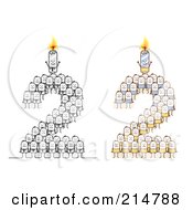 Royalty Free RF Clipart Illustration Of A Digital Collage Of Crowds Of Stick Men Forming 2 With Candles