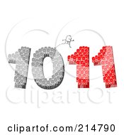 Royalty Free RF Clipart Illustration Of A Stick Businessman Jumping Over Crowds Forming 10 And 11 by NL shop